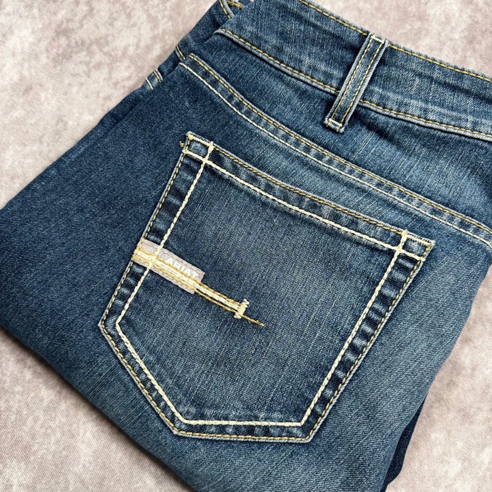 Ariat Rebar Mid Rise Straight Leg Jeans Blue Denim Utility Pocket 32L-Some stain